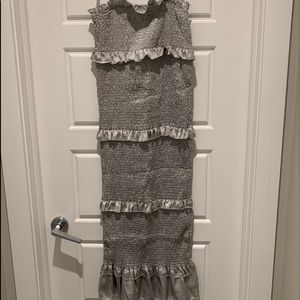 Sage satin body con maternity dress